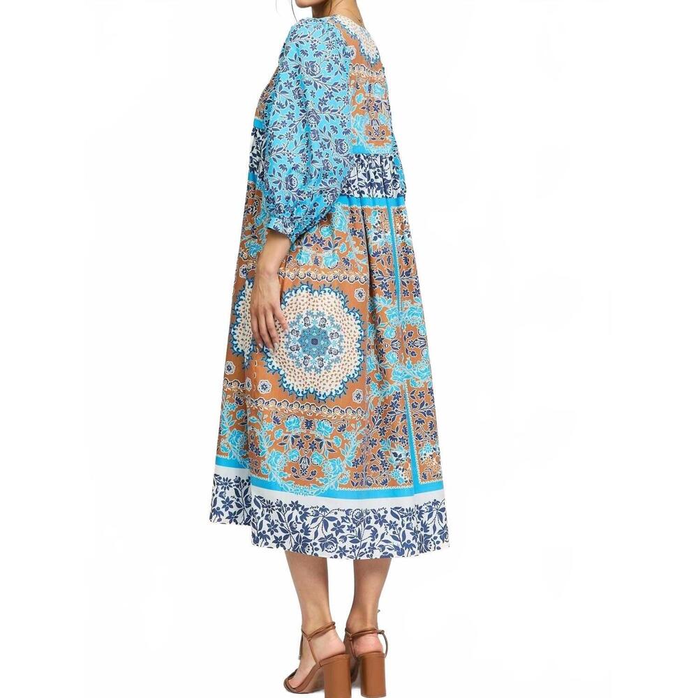 NEW CURRENT AIR boho patchwork print midi dress i… - image 4